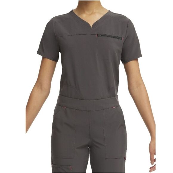 Women's Active Stretch V-Neck Seasonal Solid Tuck-In Scrub Top Shirt Size XS - Picture 2 of 5